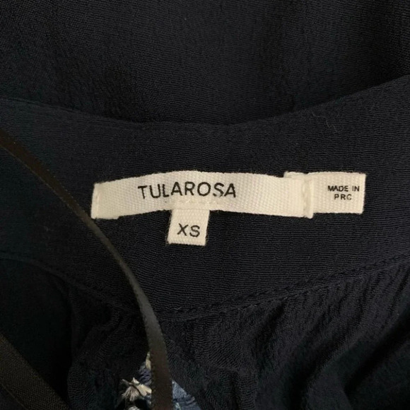 Tularosa Revolve Cory Halter Top Navy Blue Tassels Open Back Embroidered Size XS - Picture 12 of 16